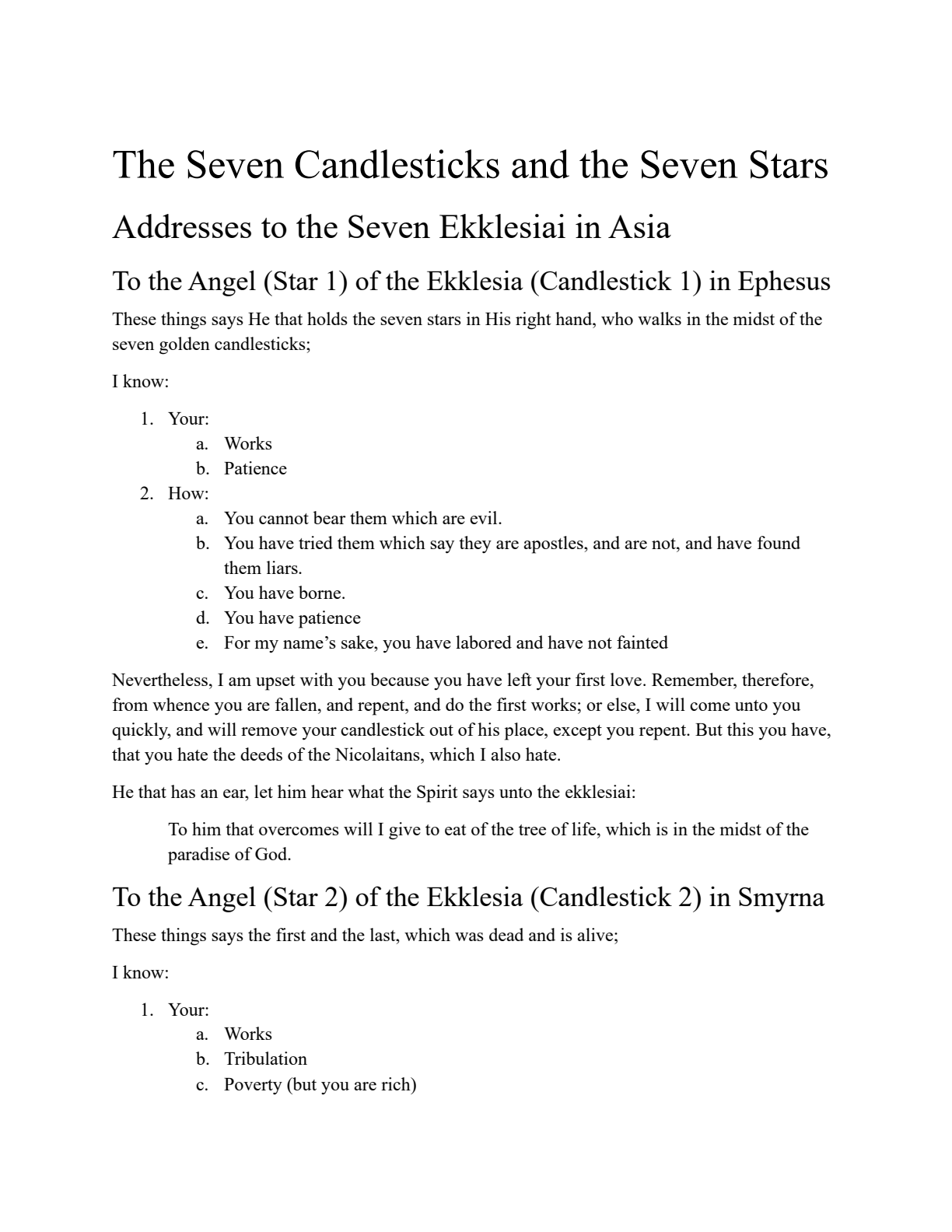 Addresses to the Seven Ekklesiai in Asia page 1
