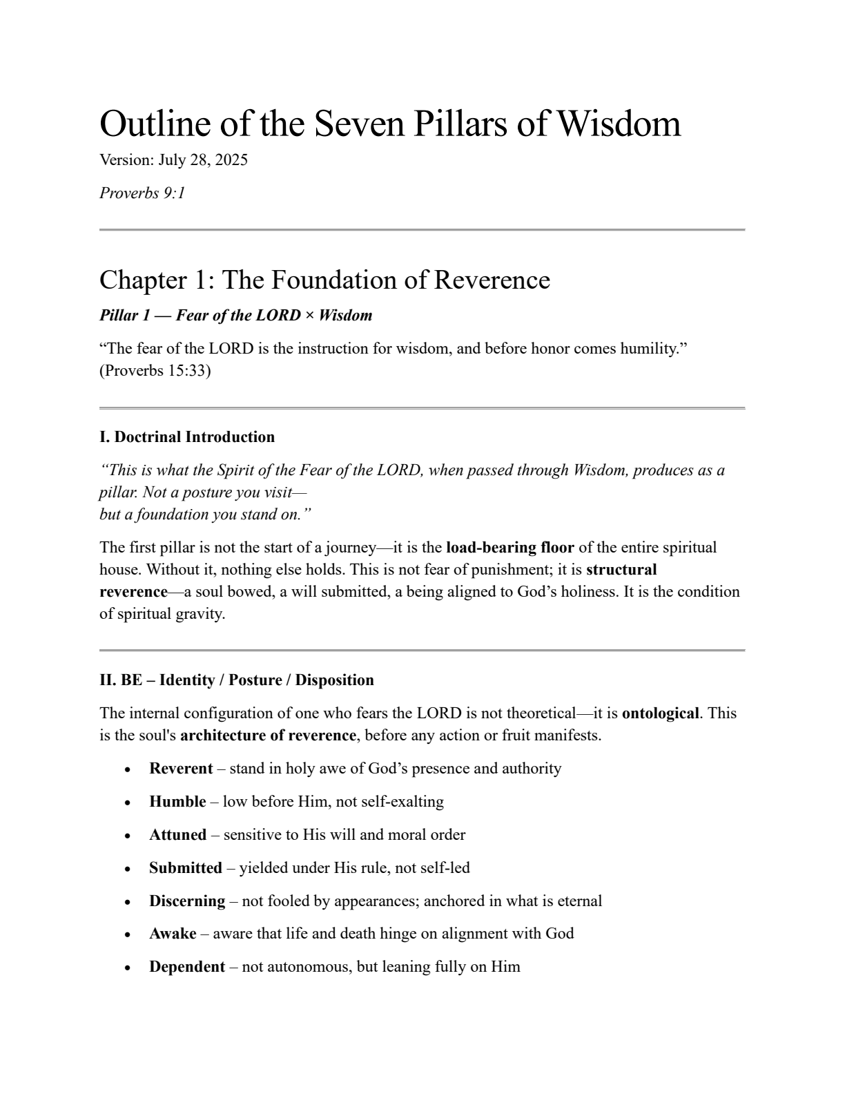 Outline - The Seven Pillars of Wisdom page 1