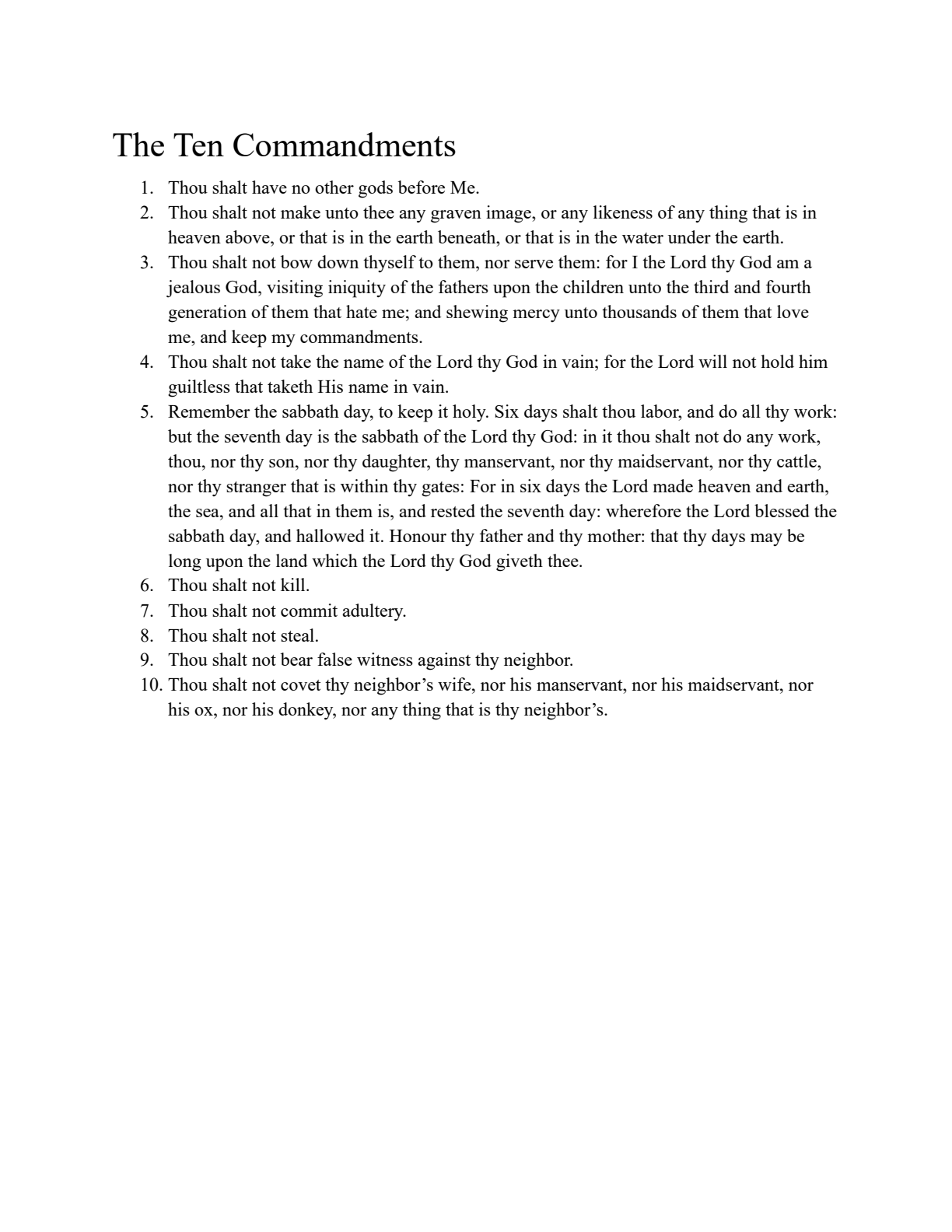 The Ten Commandments page 1